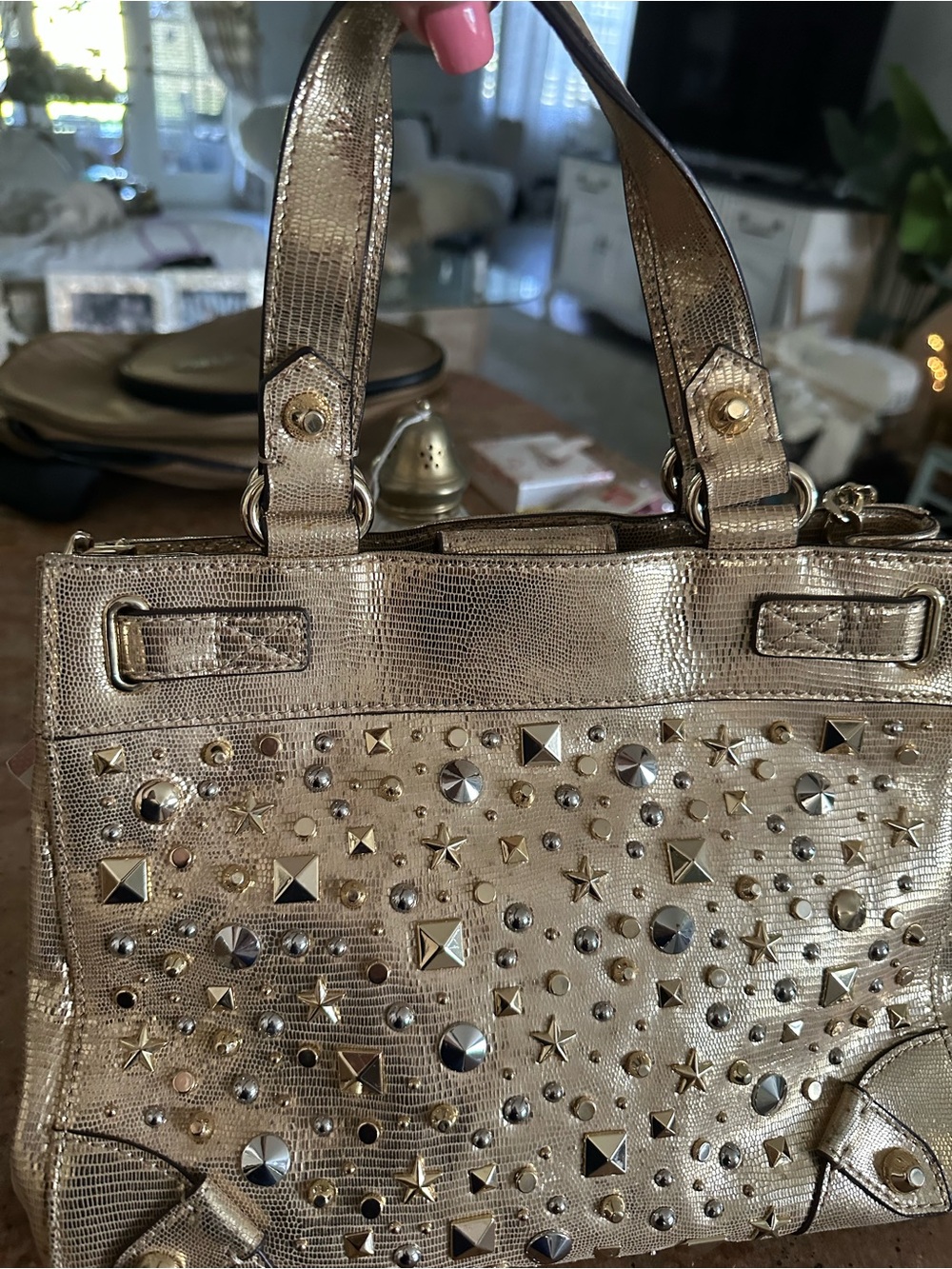 Juicy Couture Metallic Gold Studded Satchel